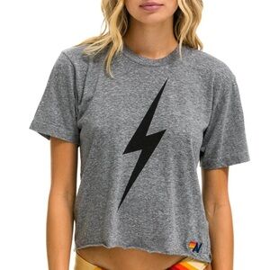 AVIATOR NATION heather grey bolt boyfriend tee size women’s small!